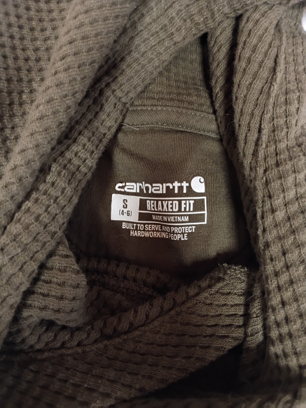 Carhartt Womens Relaxed Fit Waffle Crewneck Sweater - Olive Drab